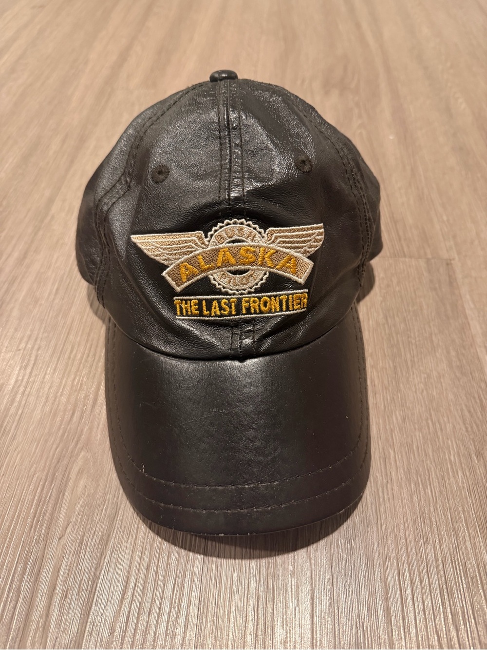 Vintage Alaska Bush Pilot Hat Cap Adjustable Strapback black Leather Aviation